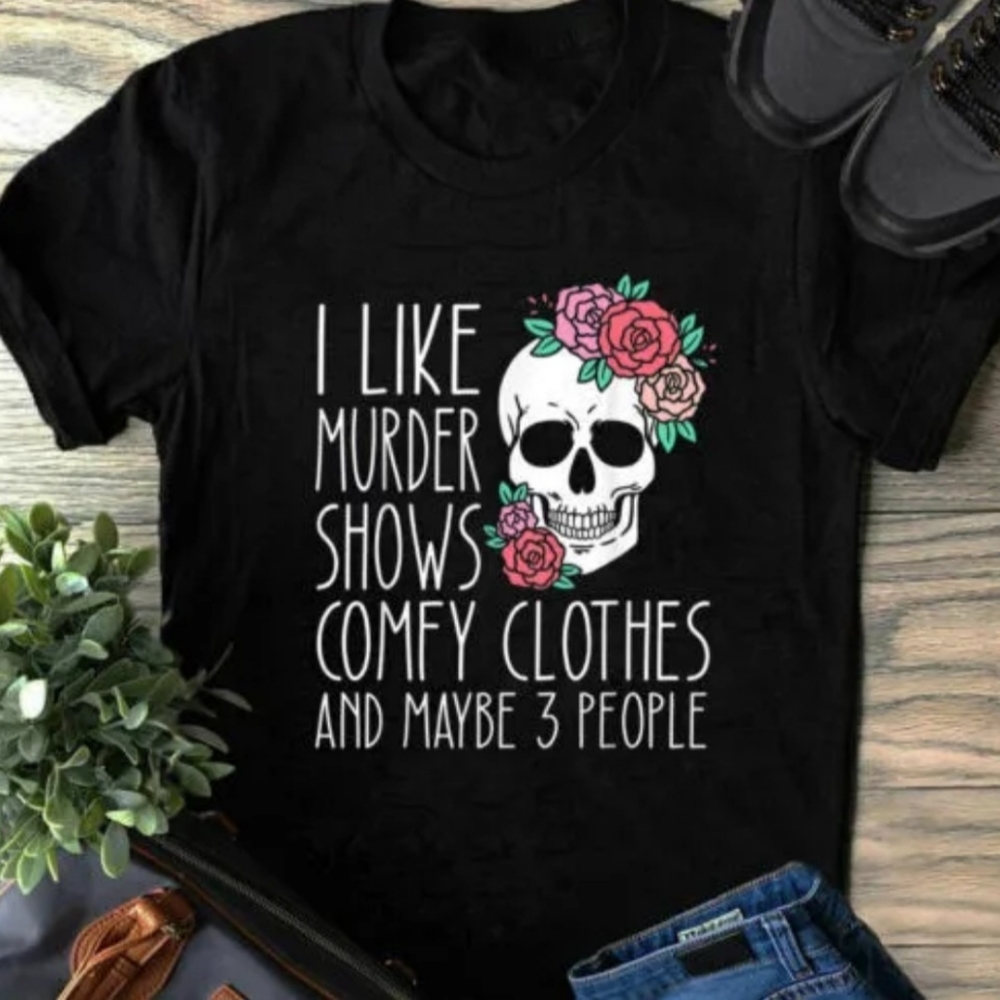 Black skull and flowers humor boho horror goth tshirt unisex 3xl nwt